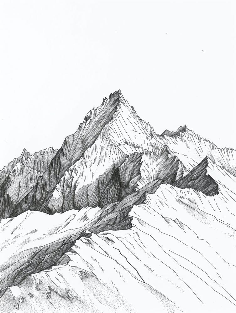 Makalu Nepalchina Line Drawing 1