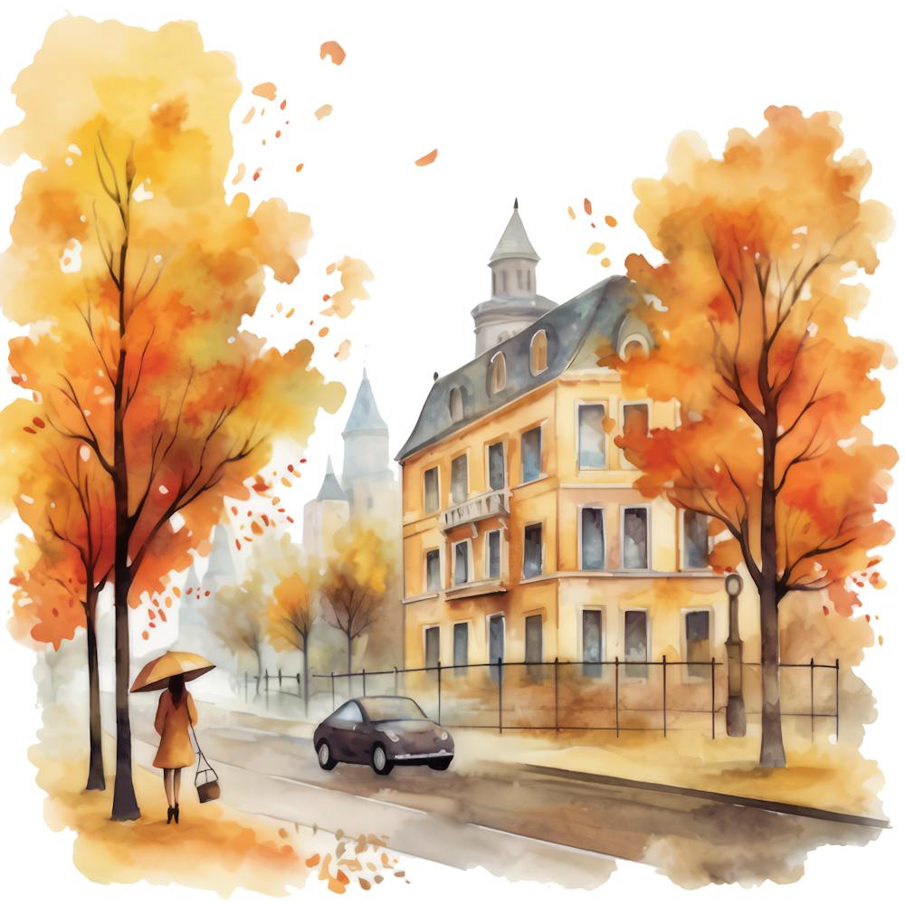 Watercolor Autumn Painting