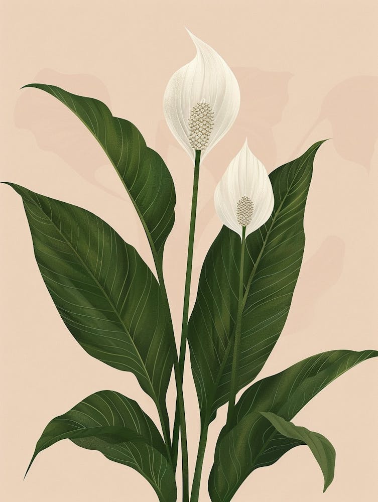 Peace Lily Plant Minimalist Illustration 2