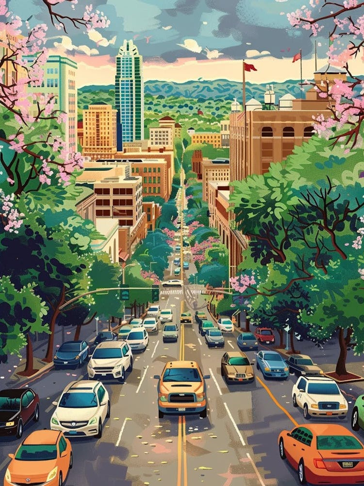 Storybook Illustration South Congress Avenue Austin Texas 2