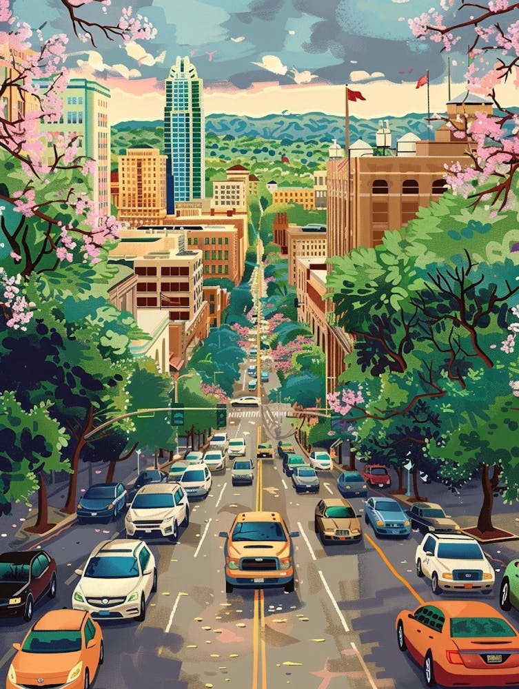 Storybook Illustration South Congress Avenue Austin Texas 2