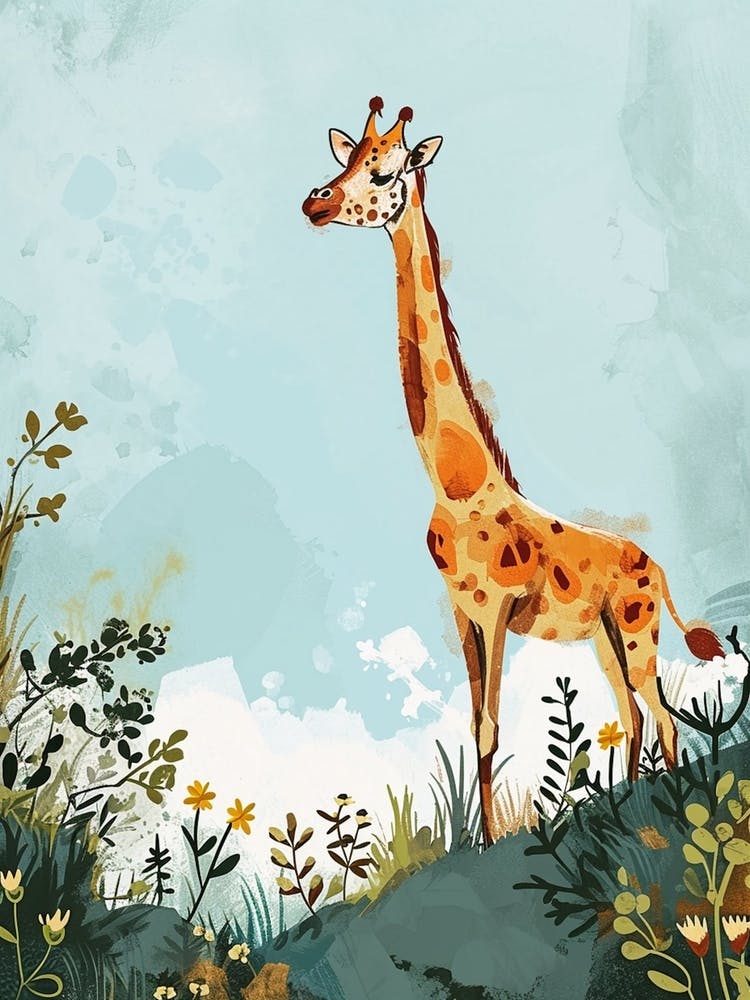 Modern Illustration Of A Giraffe In The Nature 3