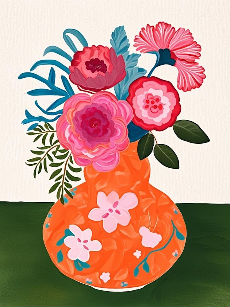 Orange Flowers In A Vase