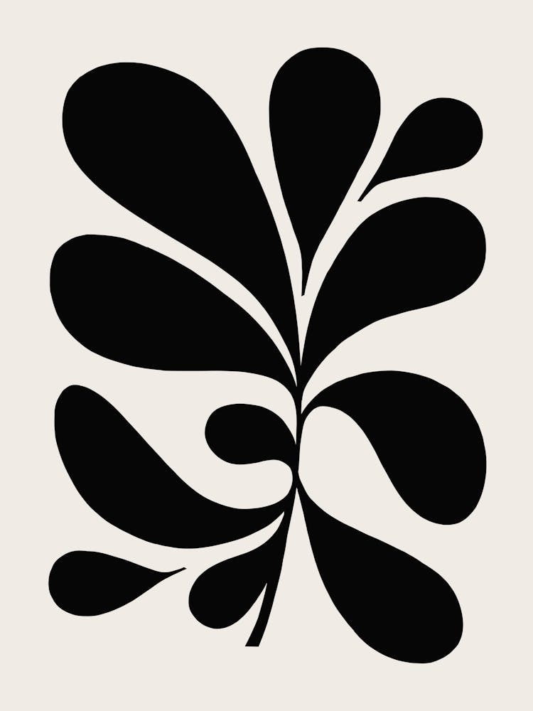 Minimal Abstract Matisse Leaf Cut-out - White on Black 2/2