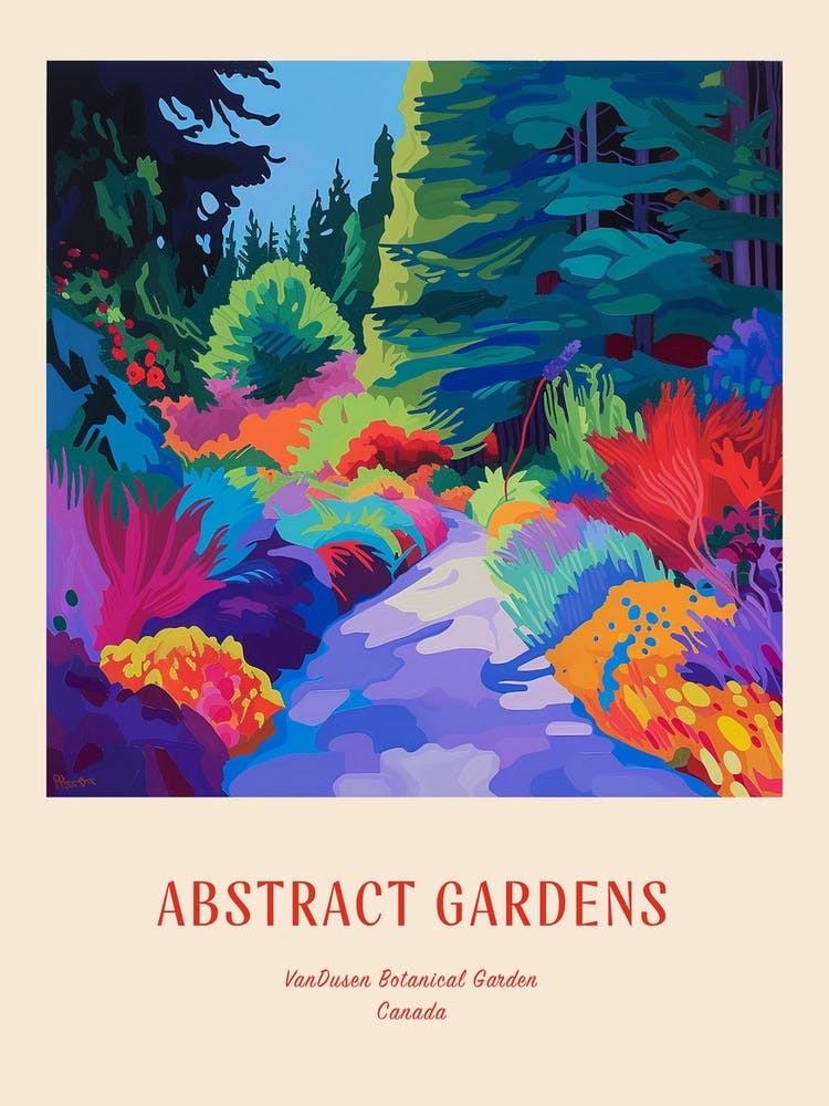 Colourful Gardens Vandusen Botanical Garden Canada 3 Red Poster