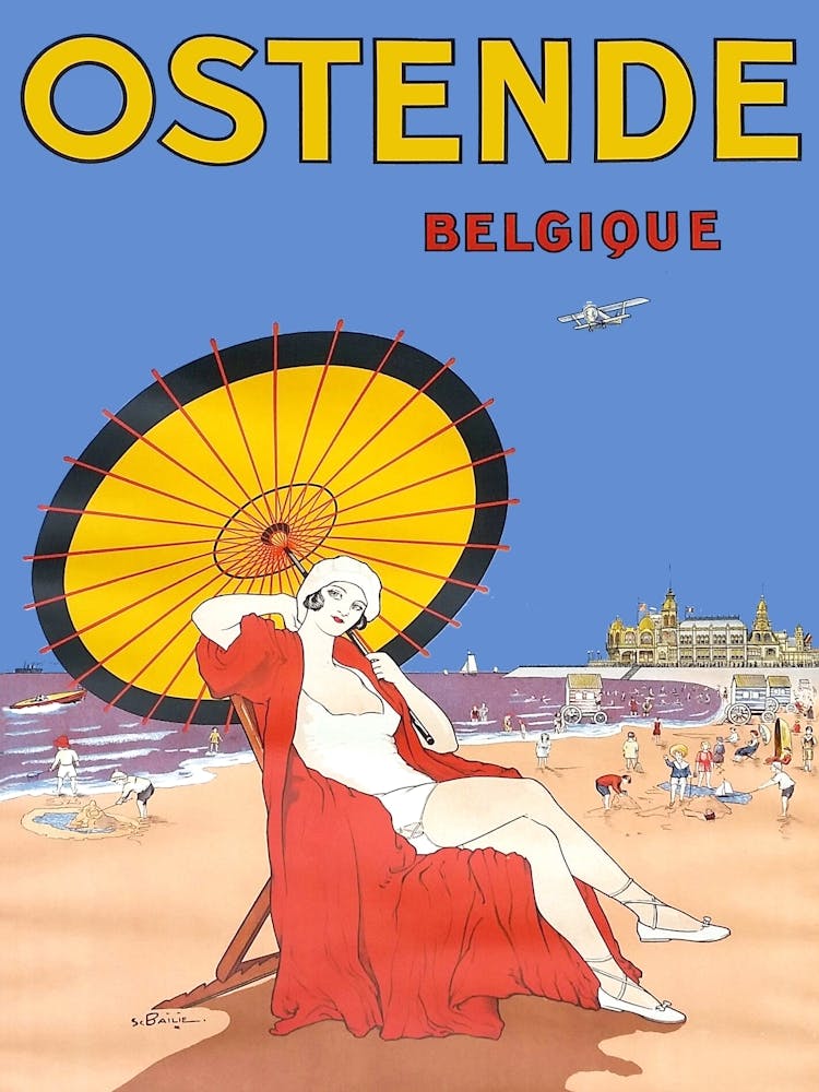Ostende, Belgium, Girl On A Beach