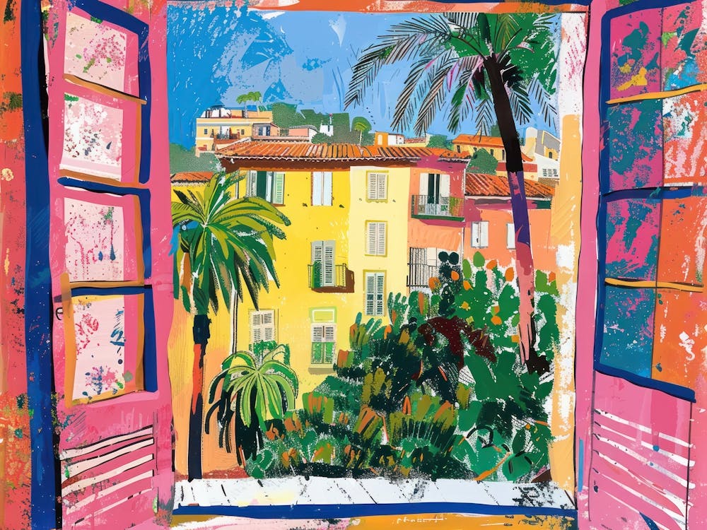 Barcelona From The Window View Painting 1