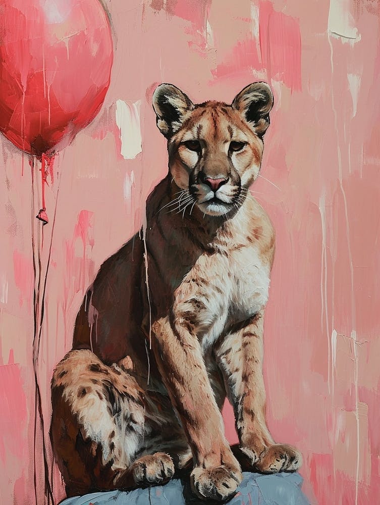 Süßer Puma 4 mit Ballon