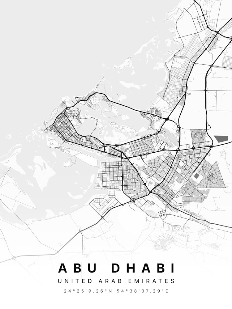 Abu Dhabi UAE White Map 1