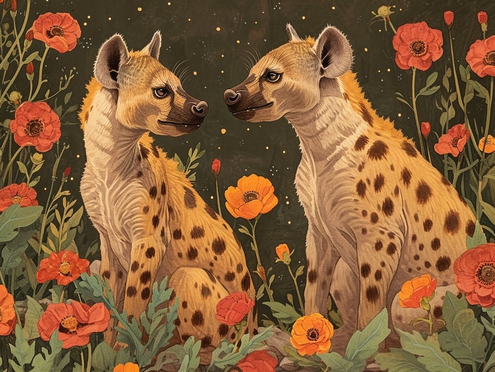 Floral Animal Illustration Hyena 3