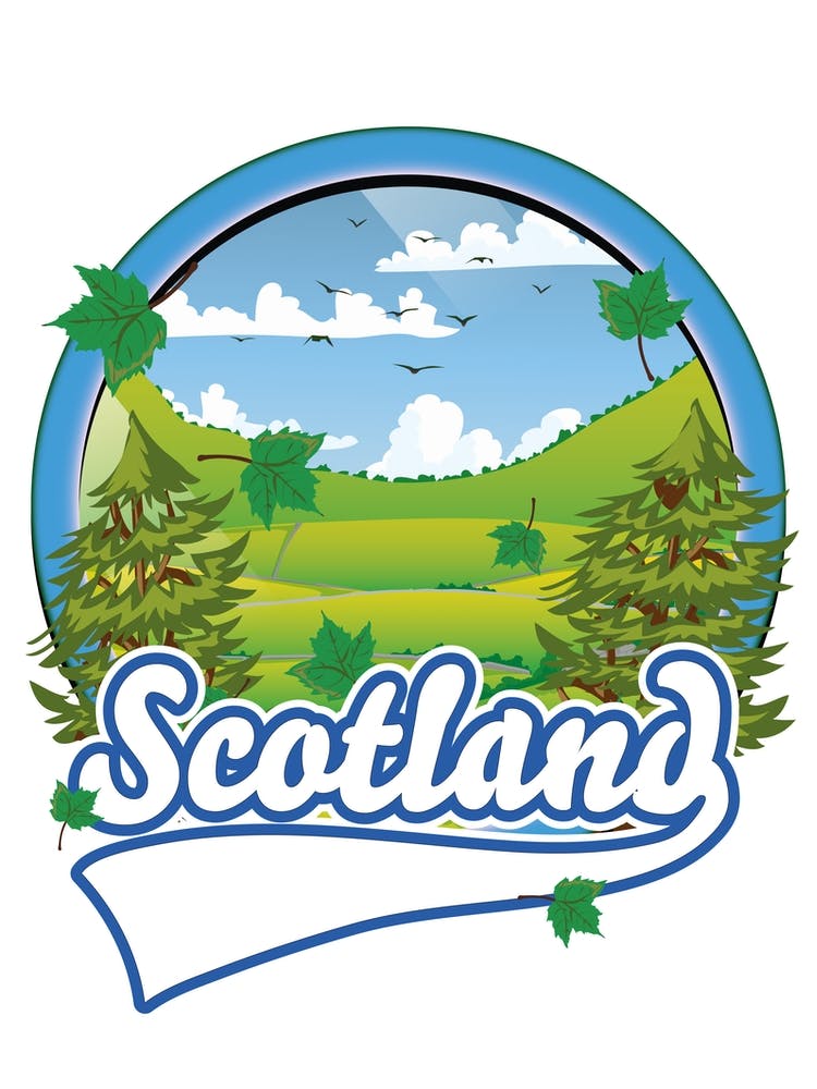 Scotland travel logo cartoon
