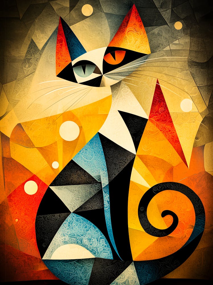 Abstract Cat Art Geometric Animal Design Poster