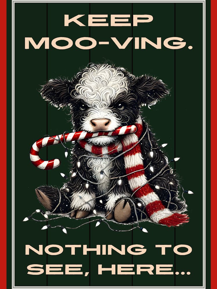 Grumpy Christmas Cow Green