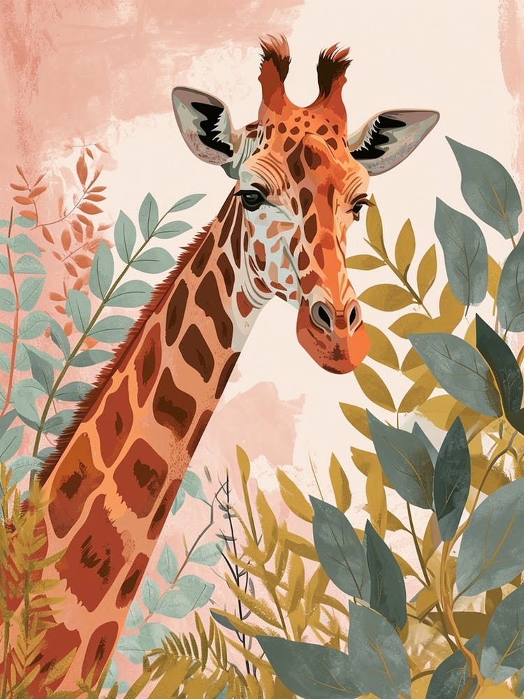 Portrait Of Giraffe Face Colourful Portrait 2