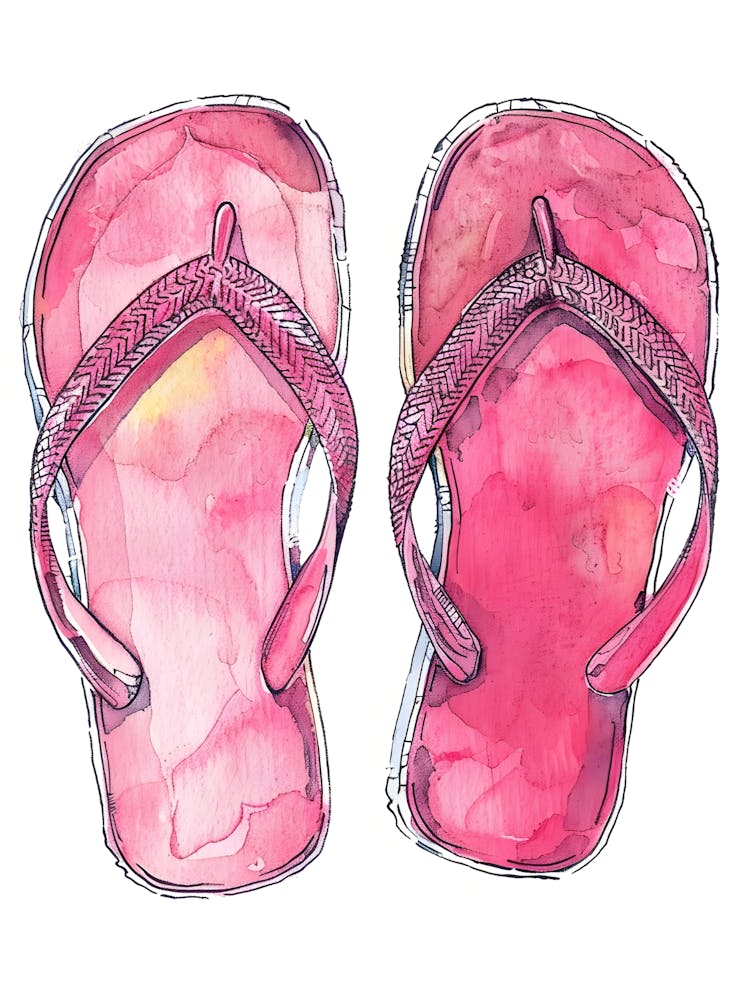 Watercolor Flip Flops