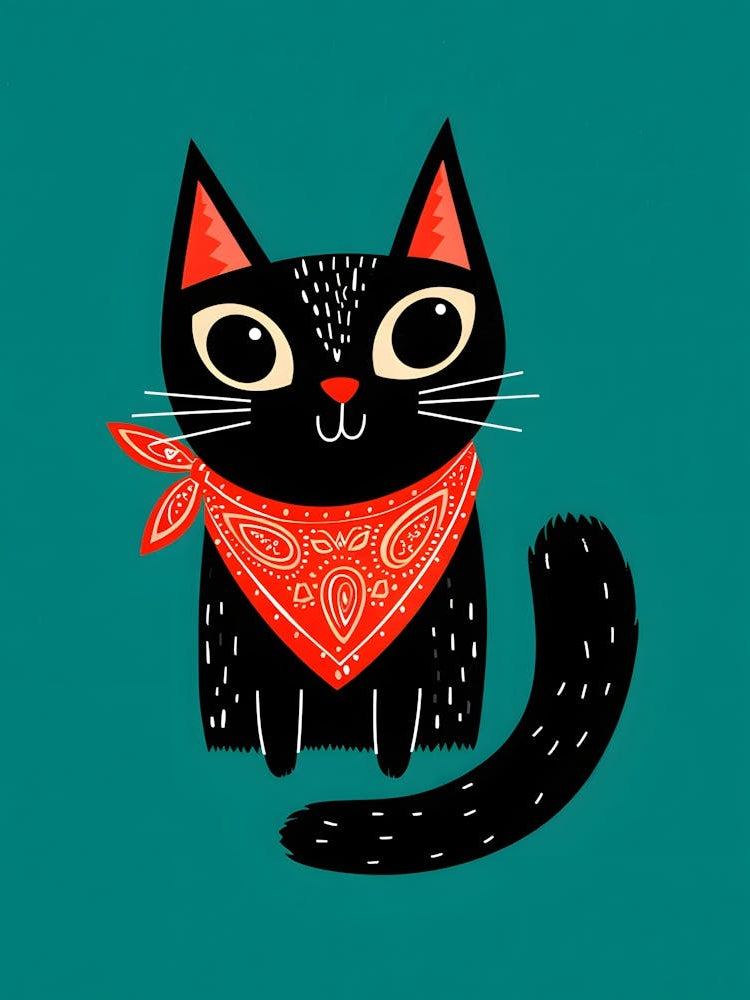 Cool Cat with Bandana - Add Playful Feline Style to Your Space!