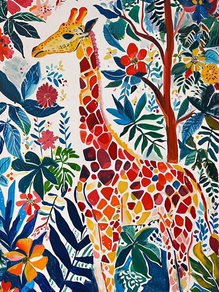 Colourful Giraffe With Patterns 2