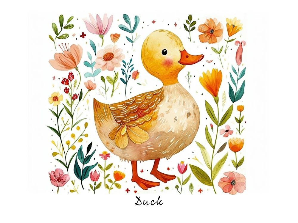 Little Floral Duck 1 Poster