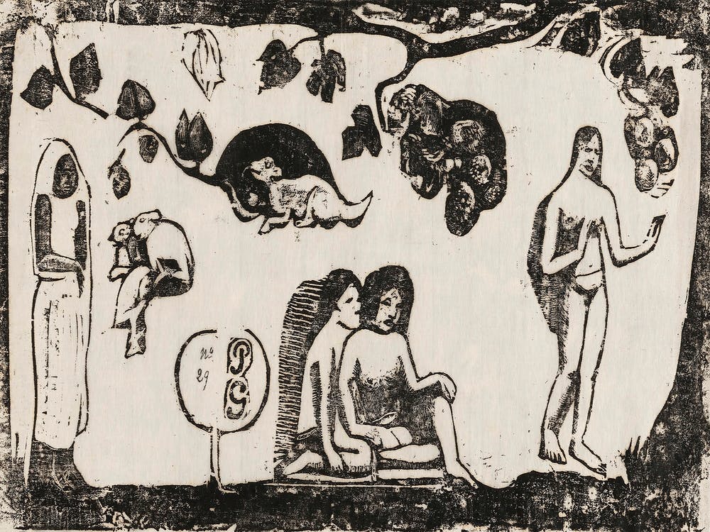 Women, Animals, And Foliage, From The Suite Of Late Woodblock Prints, Paul Gauguin