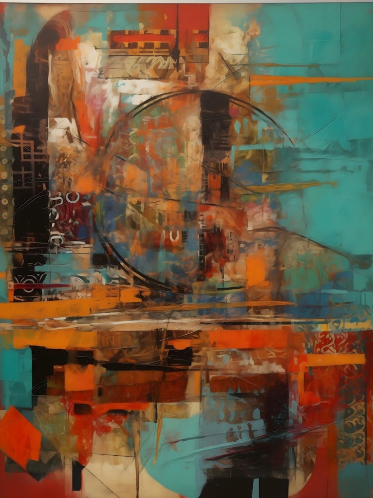 Beauty, Abstract Collage In Pantone Monoprint Splashed Colors