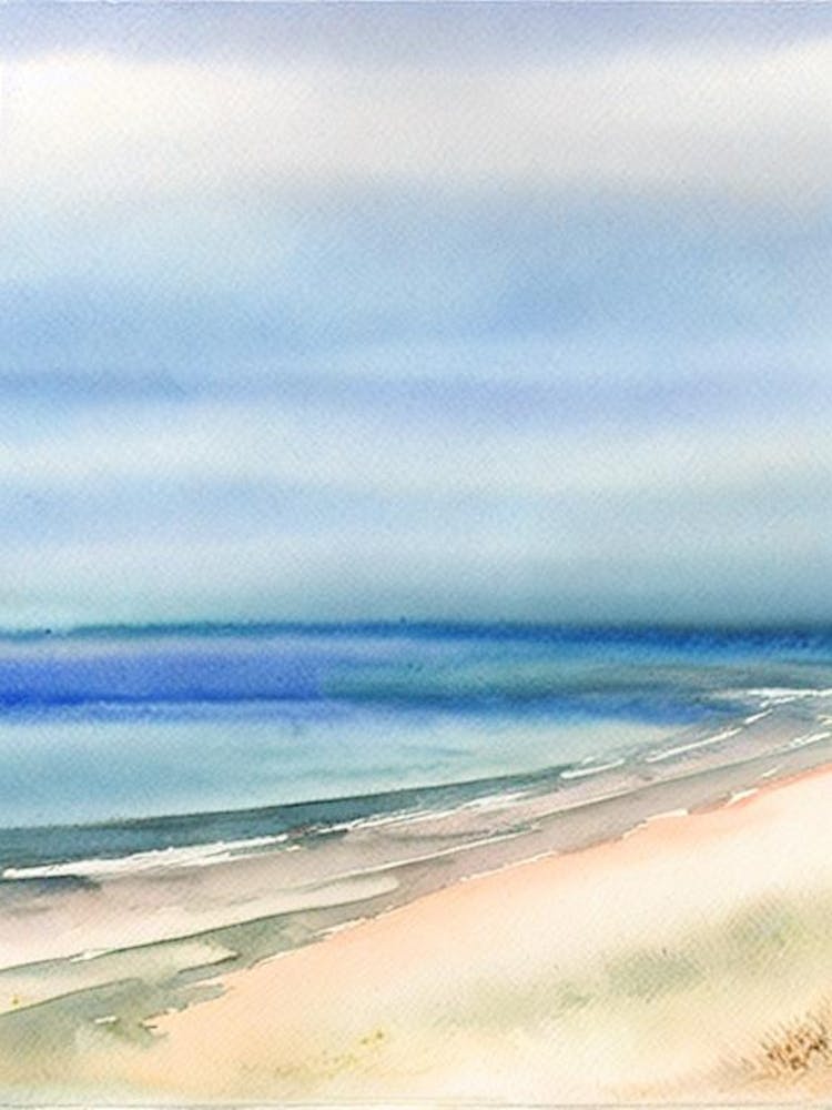 Plage Du Touquet 3, France Watercolour