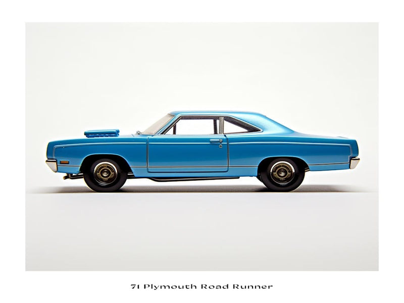 Toy Car 71 Plymouth Road Runner Blue Poster