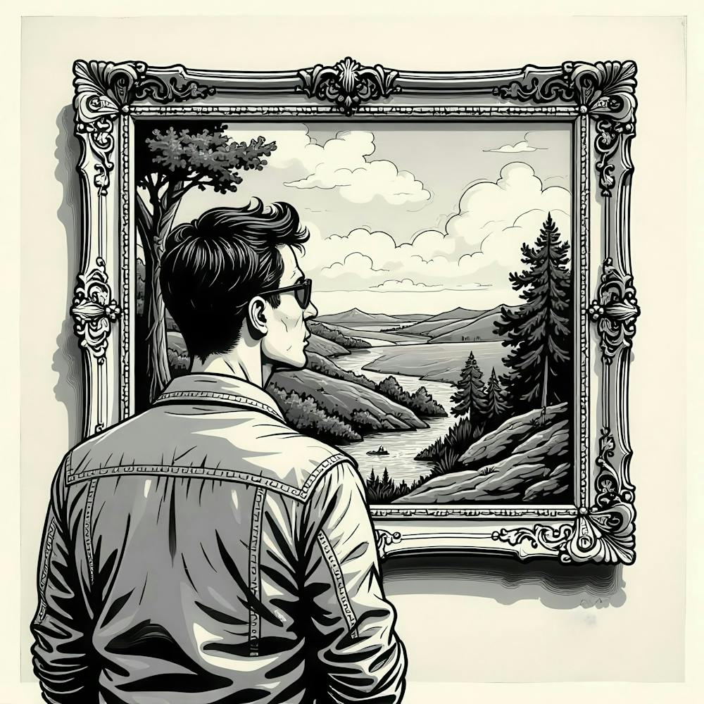 Man Looking At A Painting