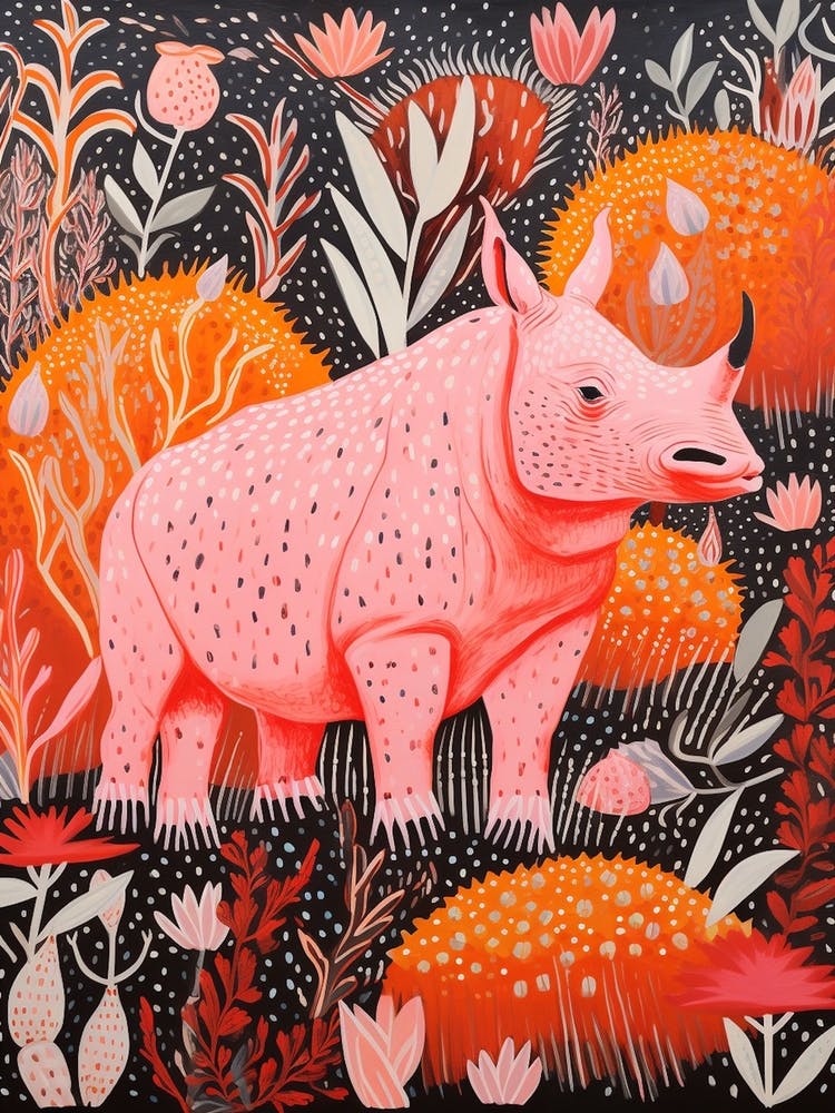 Rhino Abstract Geometric Orange & Pink 3