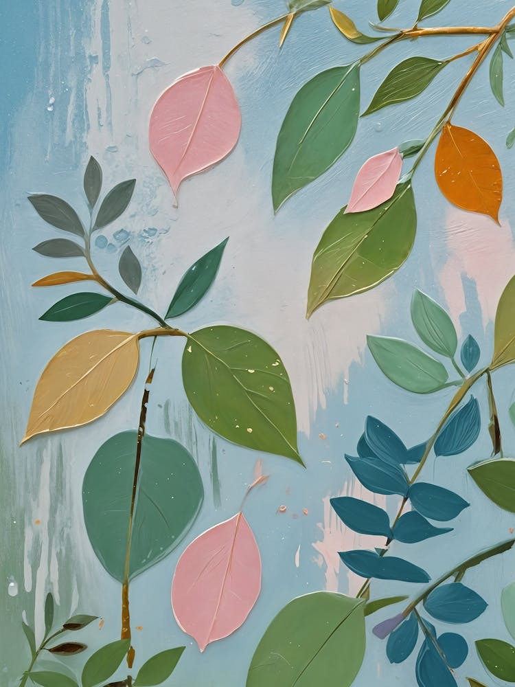 Painted Pastel Leaves no2