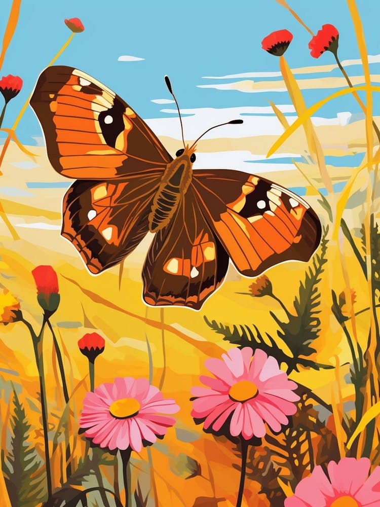 Papillon Brun Des Prairies Pop Art 4