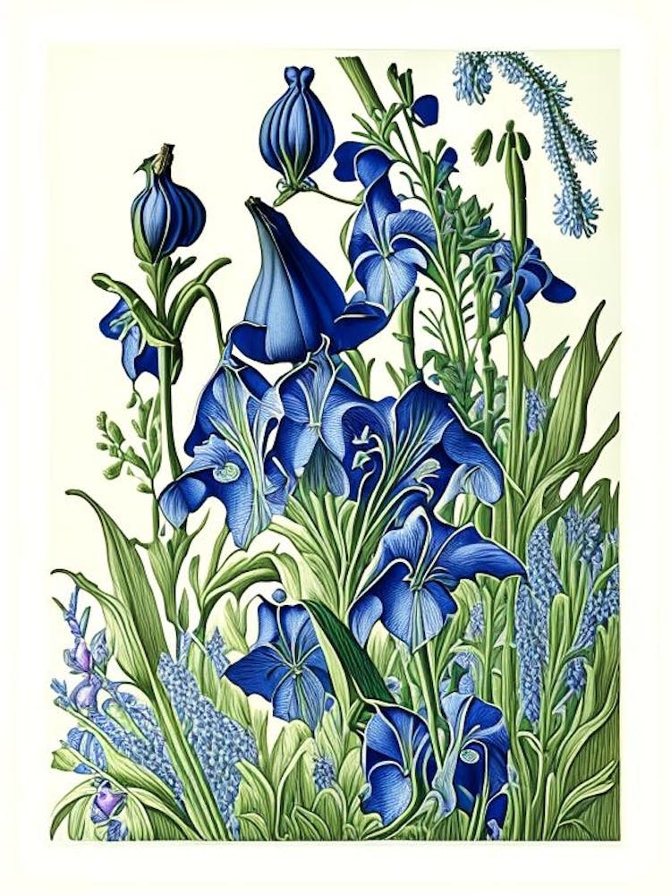 Bluebell 2 Floral Botanical Vintage Poster Flower