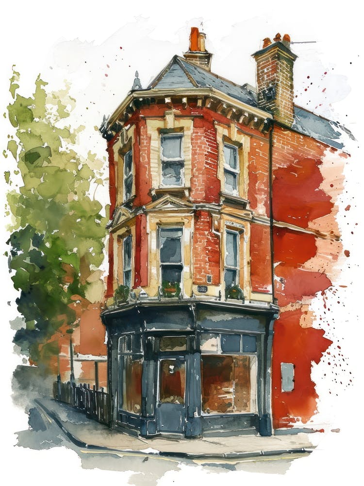 Harrow London Borough   Street Watercolour 4