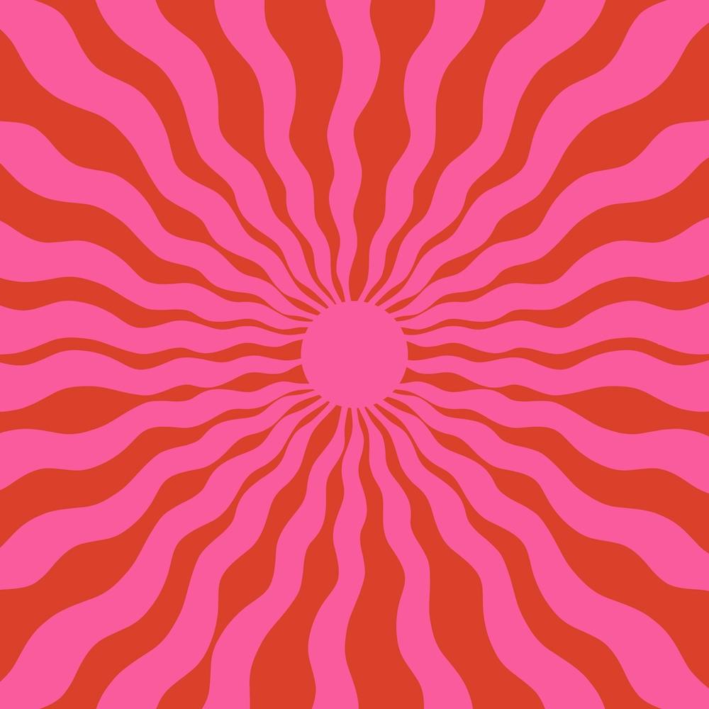 Sun Rays Pink Red Square