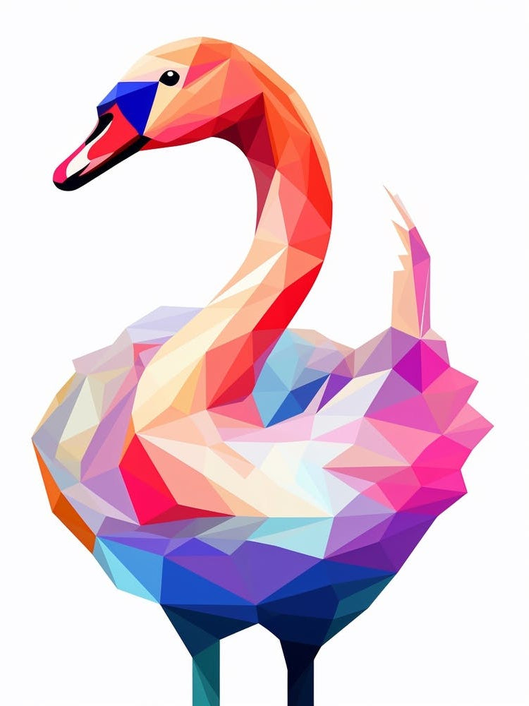 Colourful Geometric Bird Swan 1