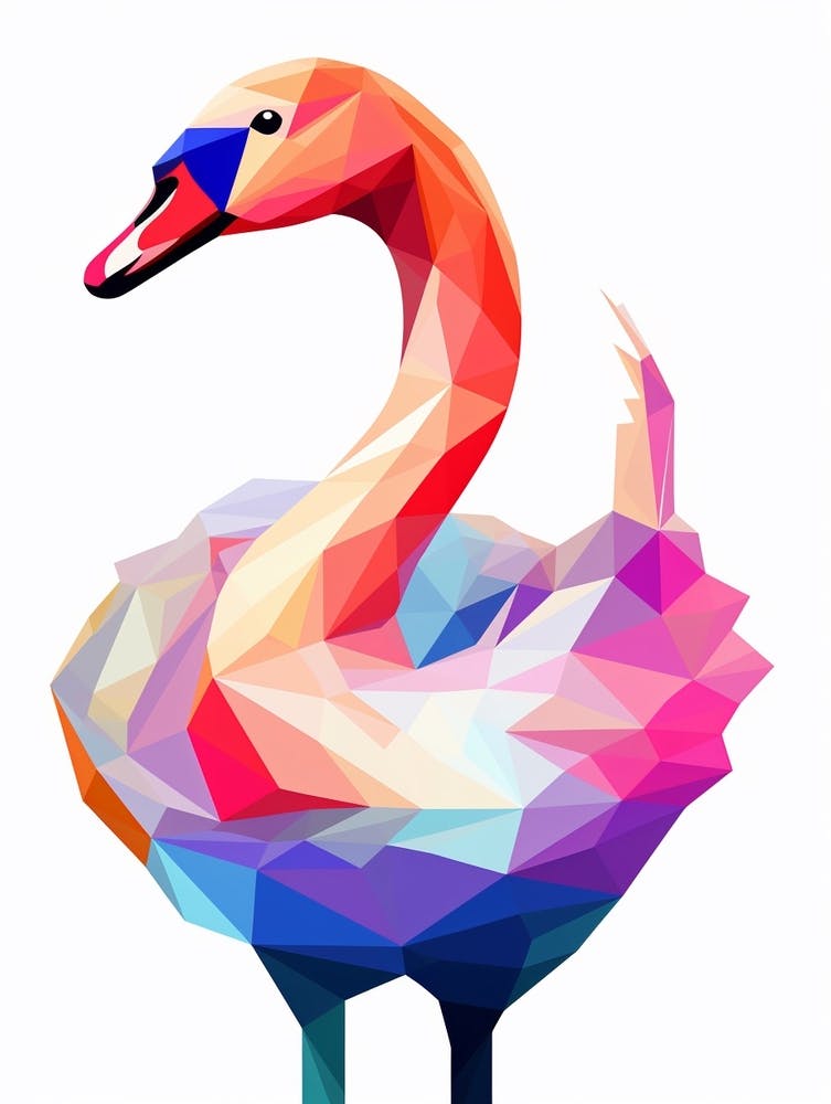 Colourful Geometric Bird Swan 1
