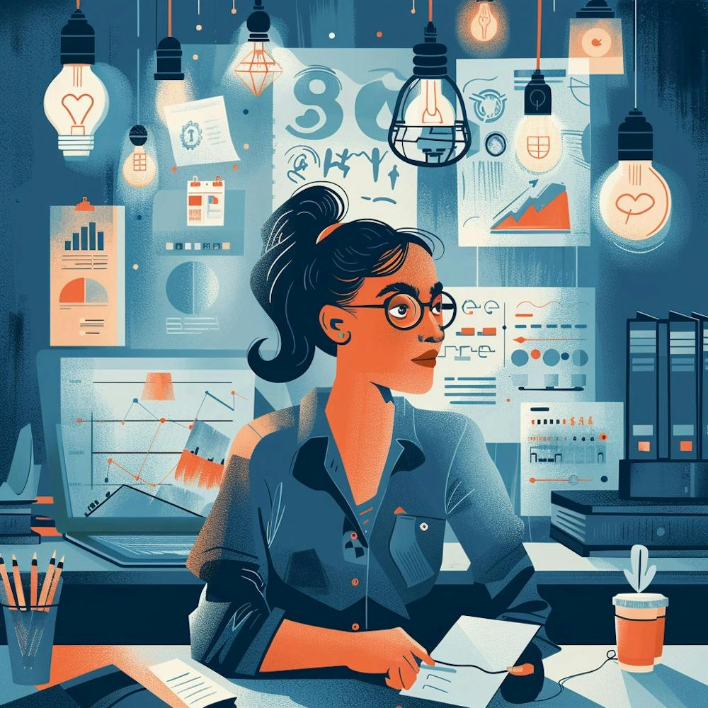 Illustration Of A Woman Working In An Office