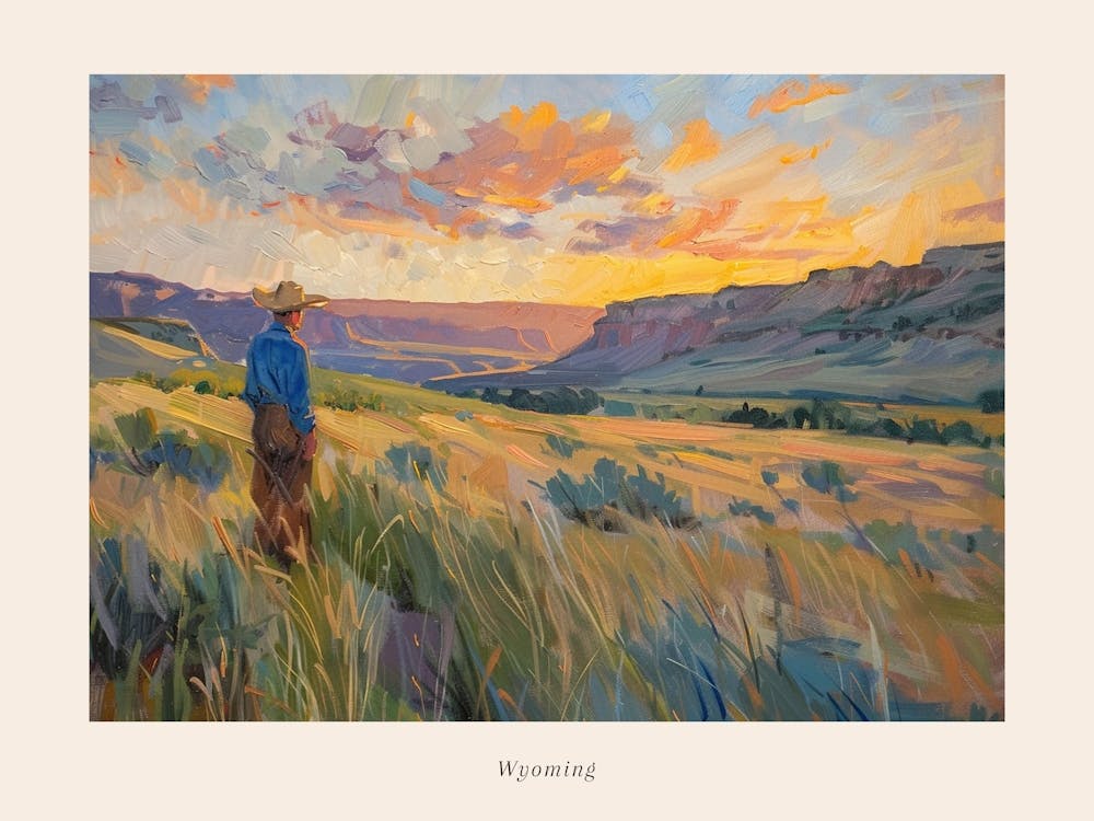 Western Sunset Landscapes Wyoming 4 Poster