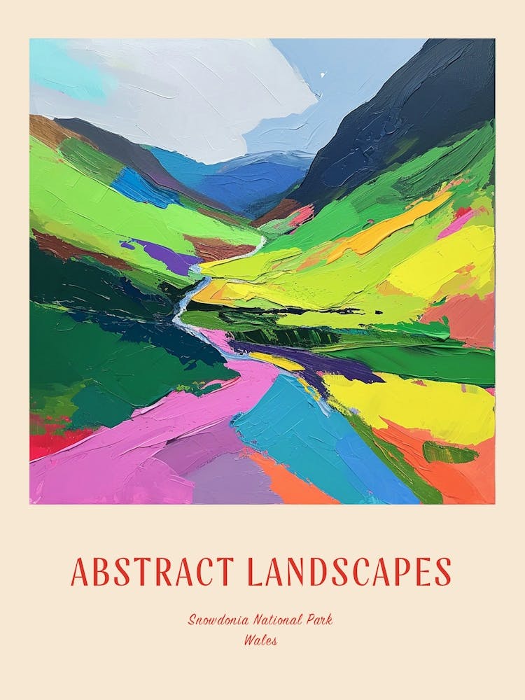 Colourful Abstract Snowdonia National Park Wales 4 Poster
