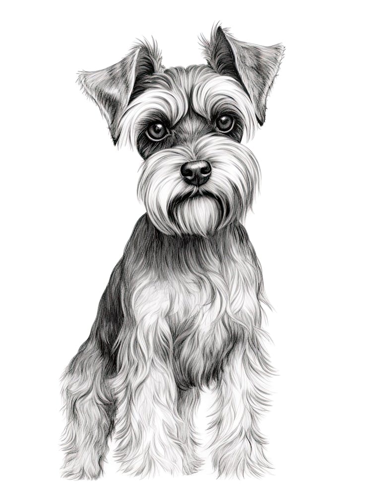 Miniatur Schnauzer Hund, Strichzeichnung 3