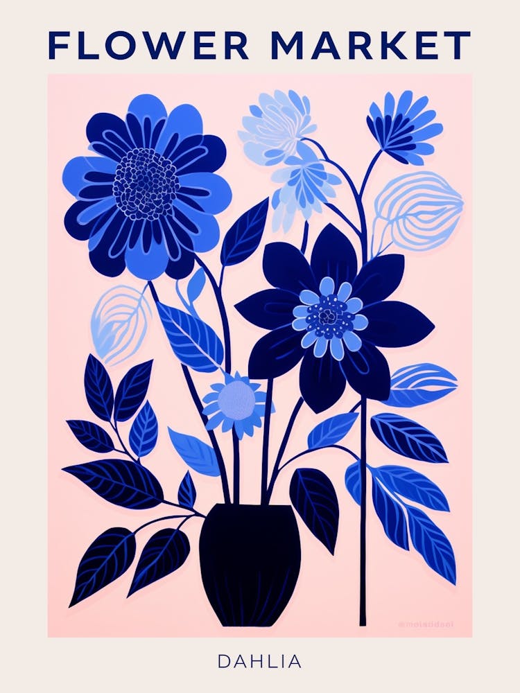 Blue Flower Market Poster Dahlia 4