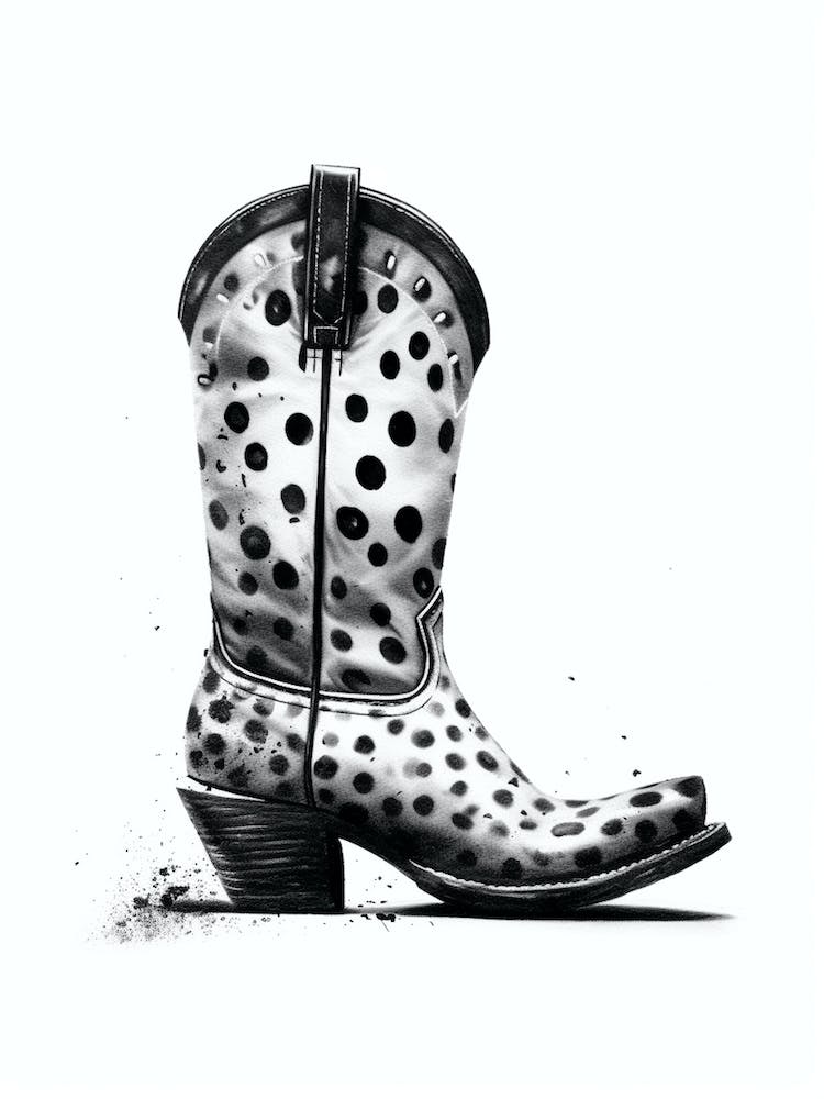 Black And White Cowgirl Boots Illustration 2