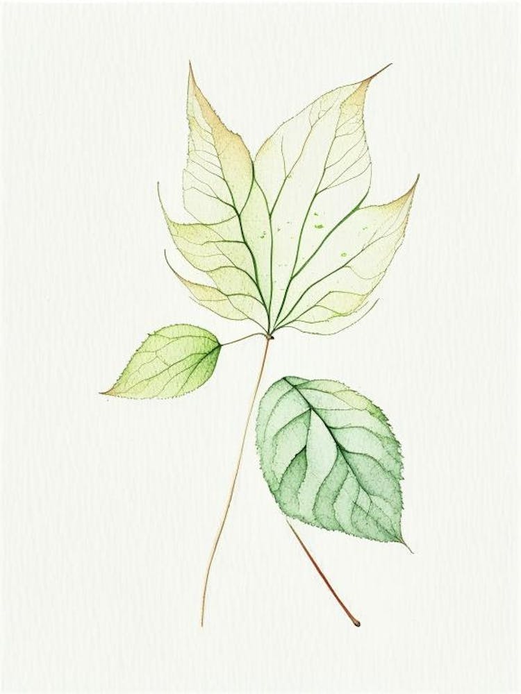 Siberian Ginseng Leaf Minimalist Watercolour