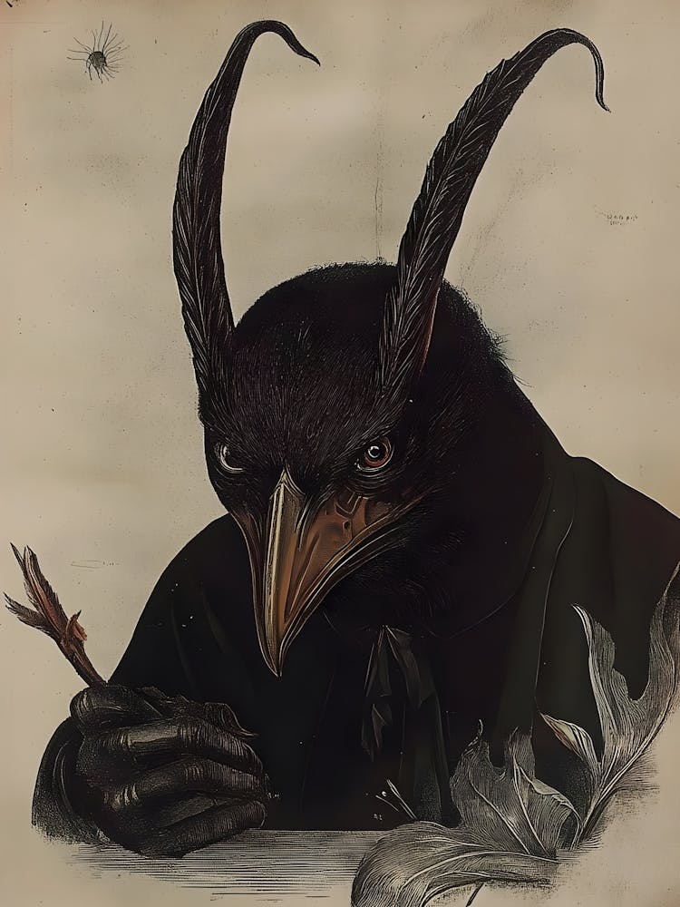 Dark Gothic Horned Owl
