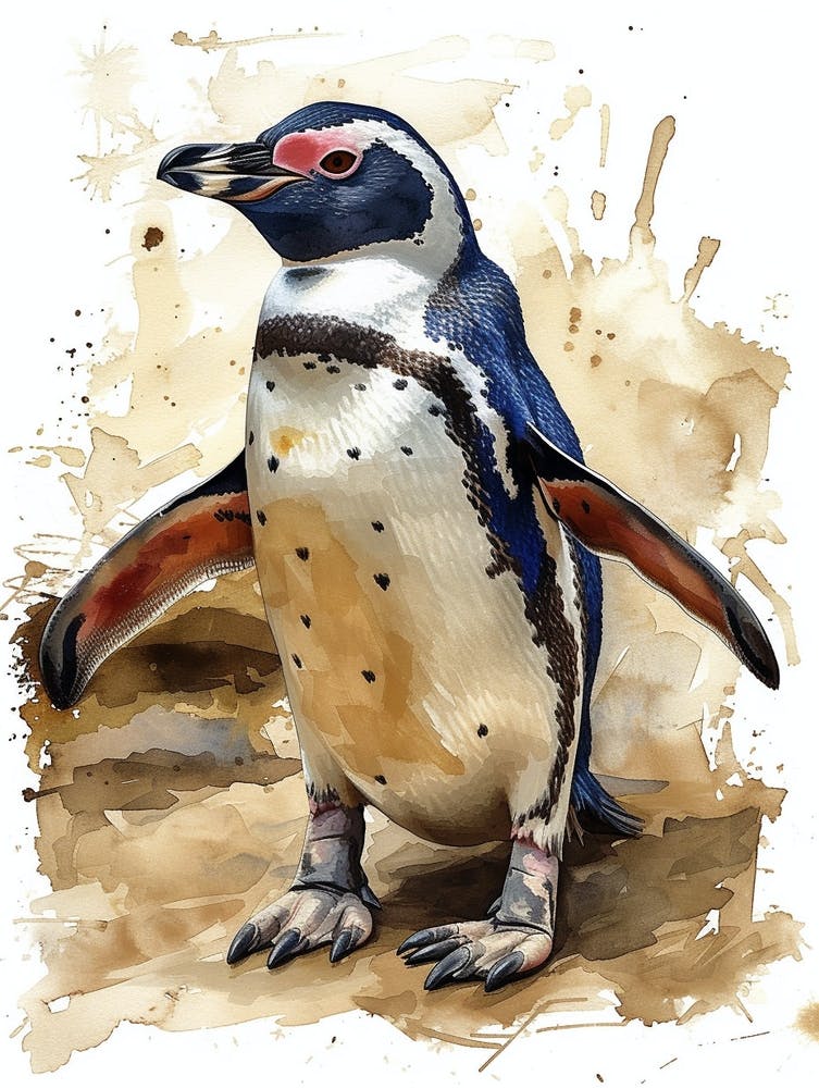 Humboldt Penguin Half Moon Island Watercolour Painting 3