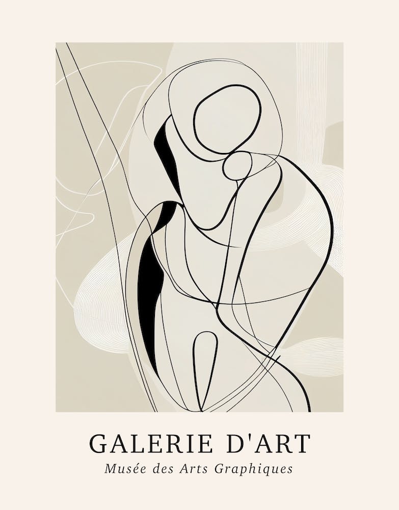Galerie D'Art Abstract Line Art Figure Neutrals 7