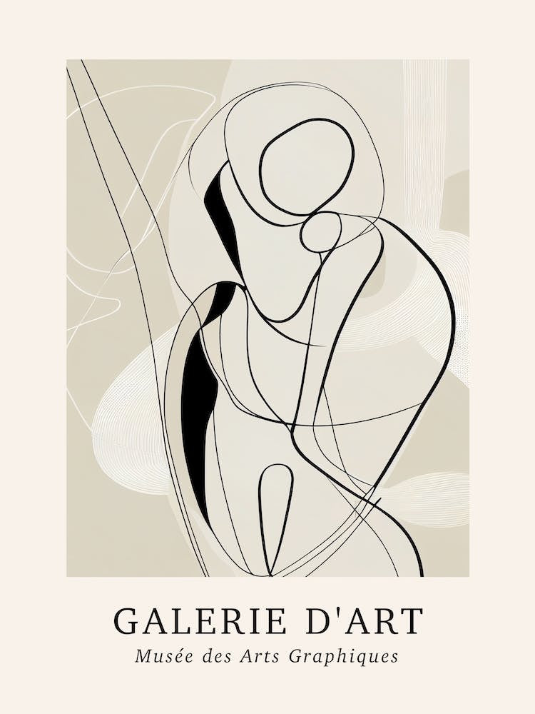 Galerie D'Art Abstract Line Art Figure Neutrals 7