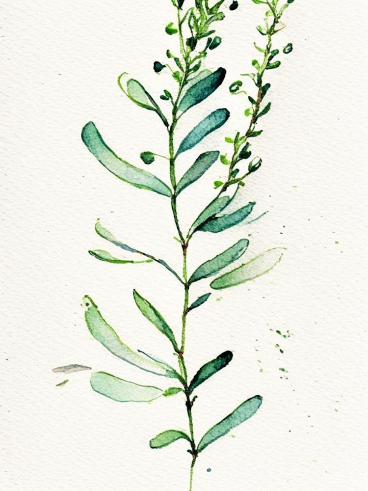 Shepherd's Purse Herb Minimalist Watercolour 1