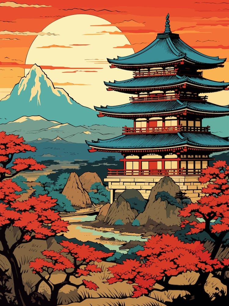 Miyajima Island, Japan Vintage Travel Art 2