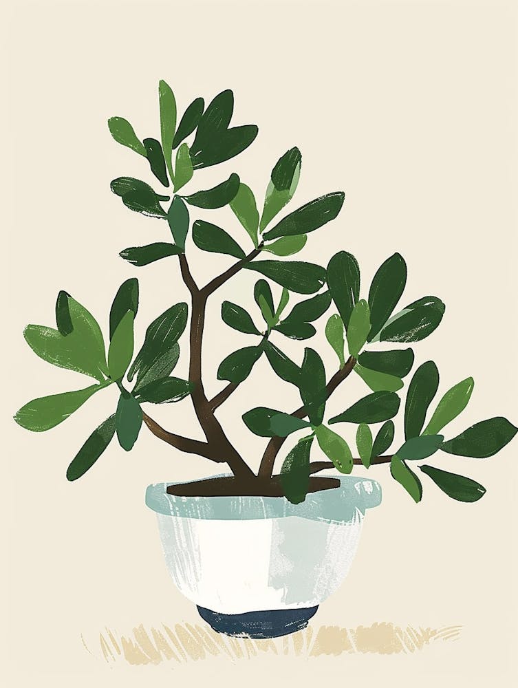 Jade Plant Minimalist Illustration 7