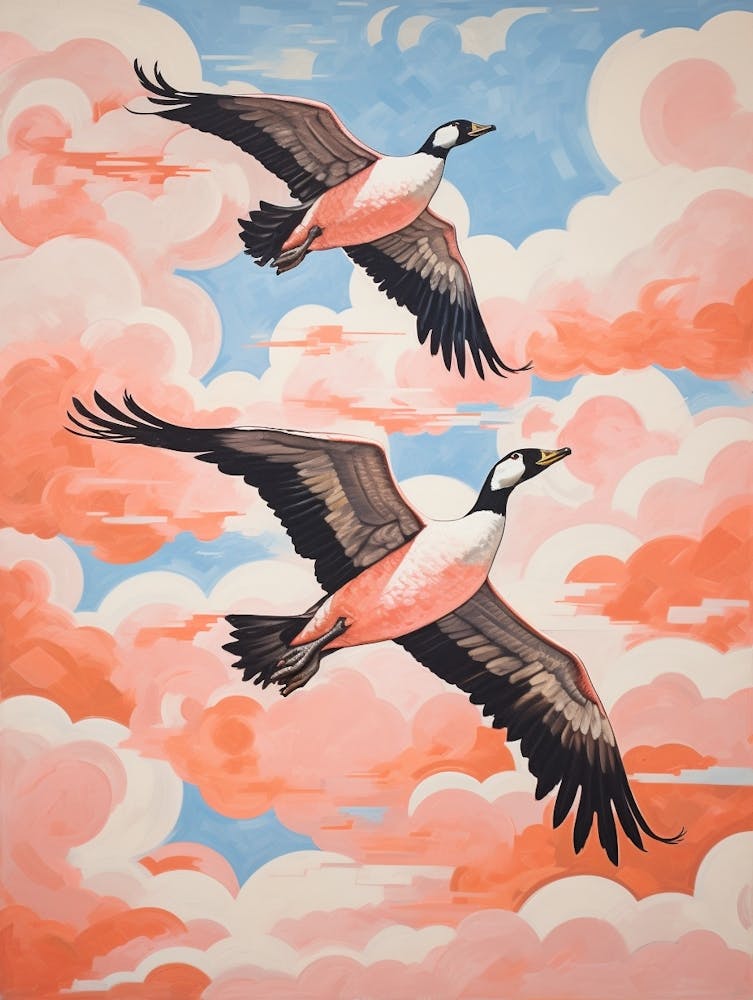 Impression Oiseau d'Inspiration Japonaise Vintage Oie du Canada 4